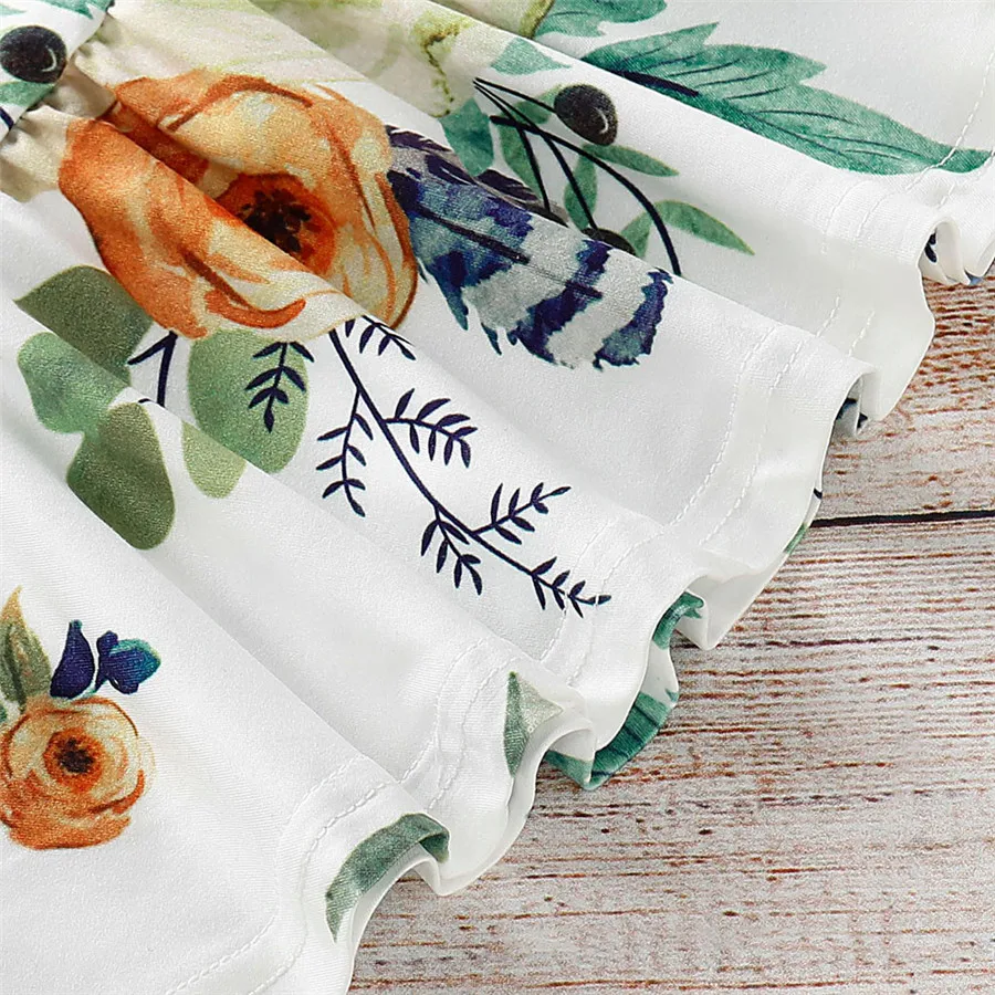 Children's girl suit short-sleeved flower print top + hole children clothes set jeans set camiseta termica infantil 40A1 (7)