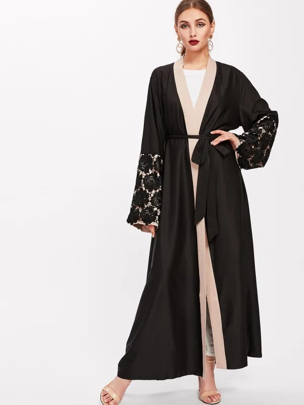 Новейший дизайн, кардиган с вышивкой, Исламская одежда, модное Открытое Спереди кимоно, арабский стиль, Дубай, мусульманская абайя