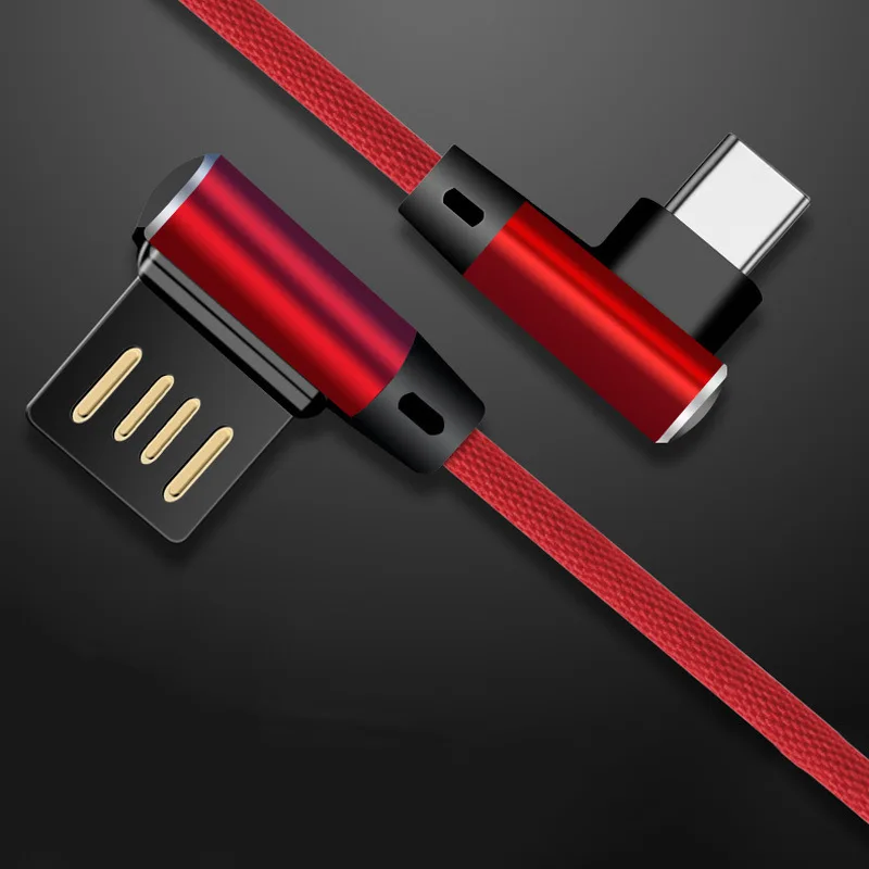 90 градусов локоть USB Type C кабель для Samsung S9 S8 Быстрая зарядка Huawei P30 Pro Xiaomi Redmi Note