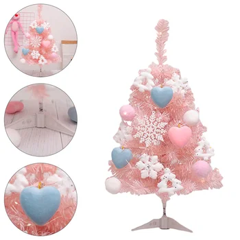 

1 Set 60CM Home Christmas Tree Decor Set Pink Tree Ornament Without Battery