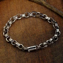 Bracelet 925-Sterling-Silver Chrome Jewelry Rock-Chain Retro-Style Men for 5mm-Width