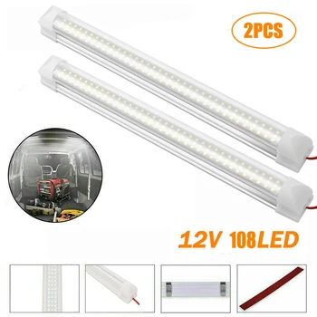 

2PCS Car Interior Light Strip Bar 108 LED 6500K White Strip Lamp with ON/OFF Switch For Truck Caravan Boat Home