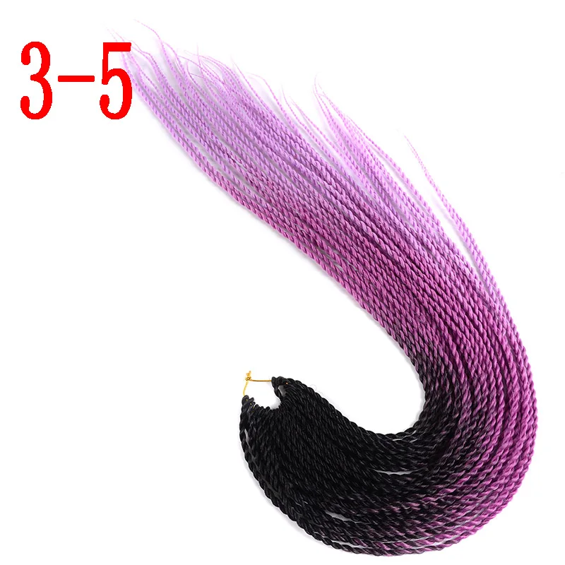 MERISIHAIR Ombre вязанные косички Сенегальские крученые волосы 24 дюйма 30 корней/упаковка синтетические плетеные волосы для женщин серый синий розовый - Цвет: 3-5