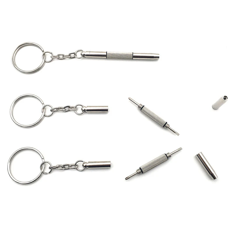 Screwdriver Set Eyeglass Screwdriver Portable Stainless Steel Keychain 3 In 1 Repair Kit Tools for Eyeglass Sunglasses Watch