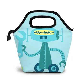 

Robot With Wrench Lunch Bag Boxes Bags Portable Insulated Picnic Food Box for Women Men