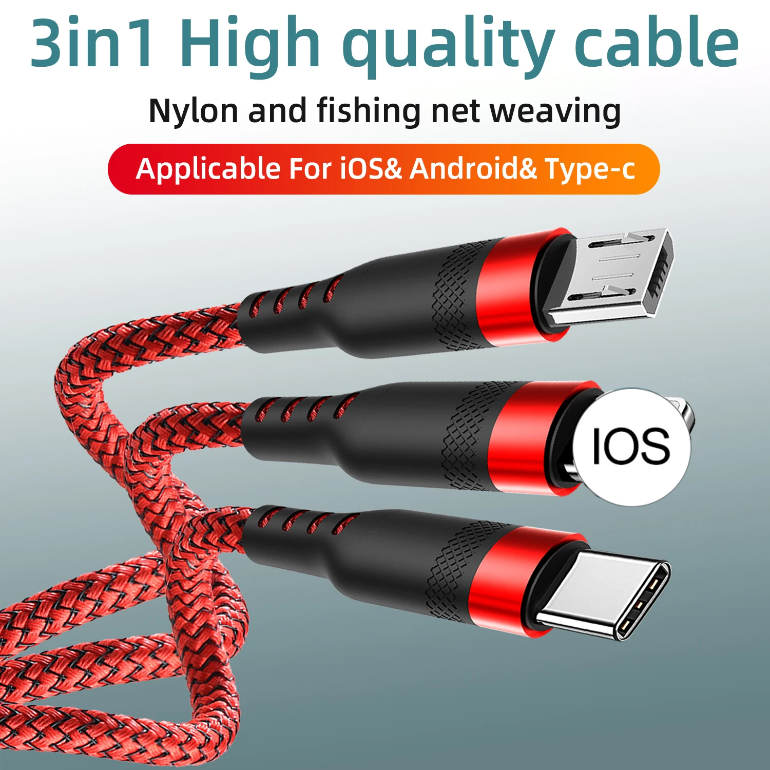 5A 3 in 1 Fast Charging USB Cable For Huawei Mate 40 Pro iPhone 13 12 11 Xiaomi Samsung Multiple Usb Phone Cord | Мобильные телефоны