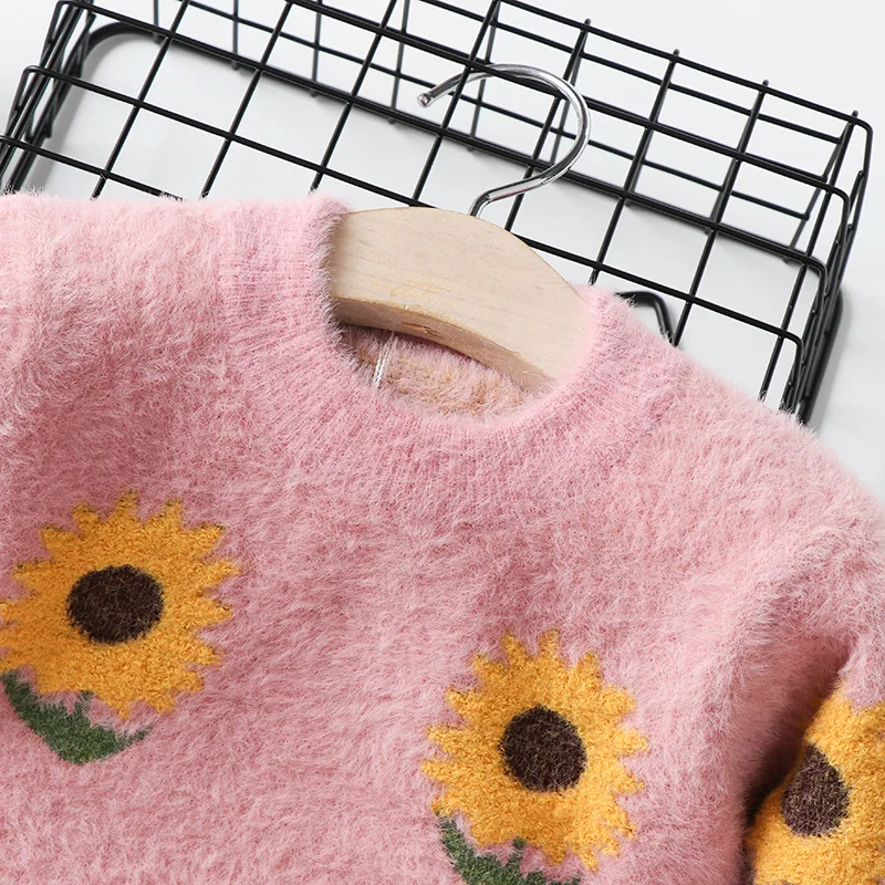 

Children GIRL'S Sweater Western Style Faux Mink Cashmere Childrenswear Autumn And Winter Pullover 2019 New Style Knit Low Waist
