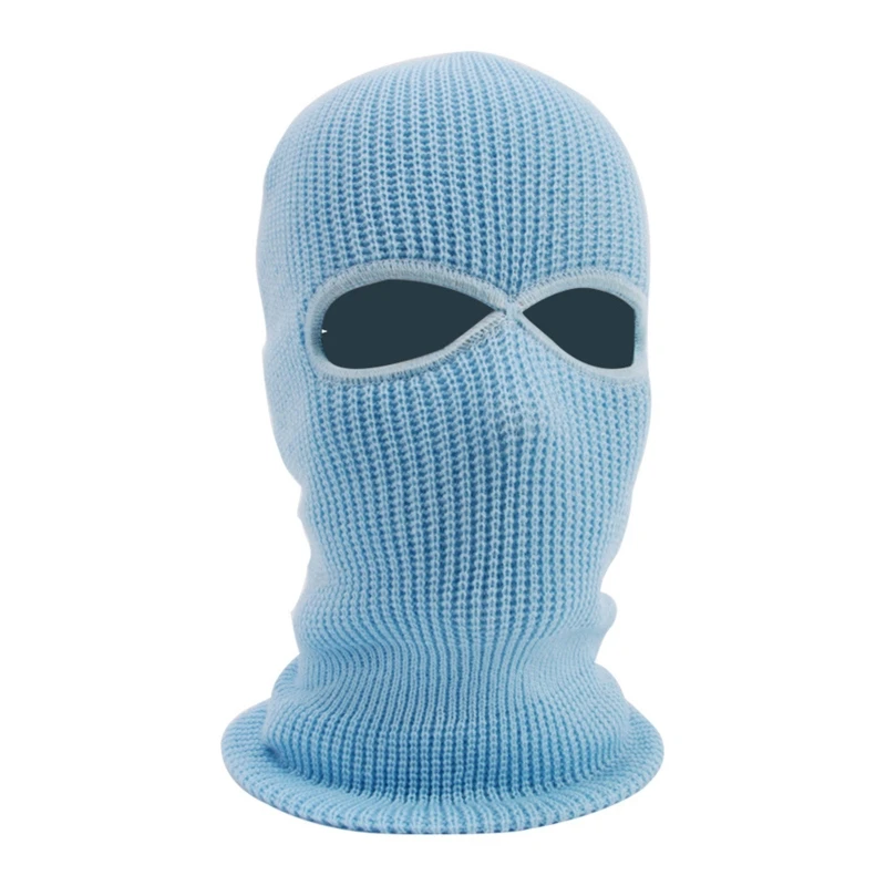 black skullies Men Women 2-Hole Knitted Ski Mask Balaclava Hat Winter Solid Color Full Face Cover Neck Gaiter Outdoor Cycling Windproof Helmet yellow skully hat