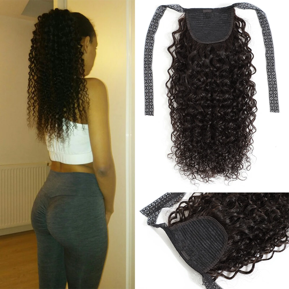 Buena Compra Coleta de pelo rizado brasileño para mujer, coleta de moda con cordón, extensiones de cabello humano Remy con Clip en cola de caballo oRKBExDdZ