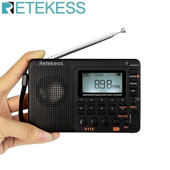 

Retekess V115 FM/AM/SW Radio Receiver portable MP3 Player REC Recorder Portable Radio with Sleep Timer TF card