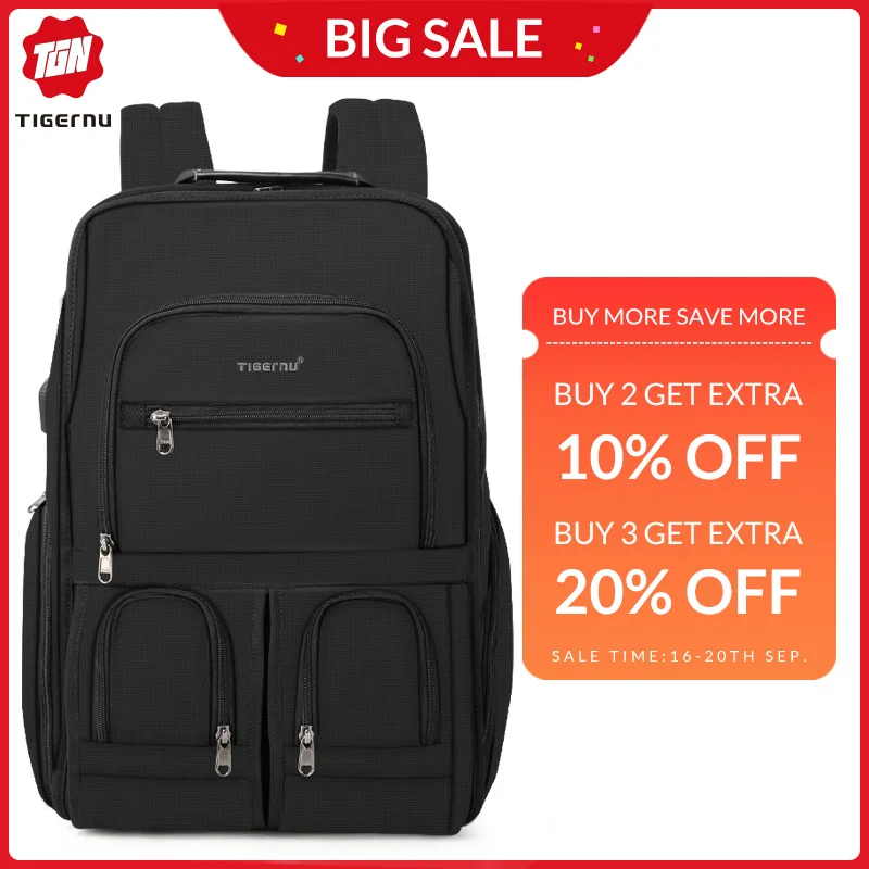 

2019 New RFID Upgraded Anti theft Zippers Waterproof Laptop Men Backpack With USB Charging Large Capacity Travel Bag Male Female