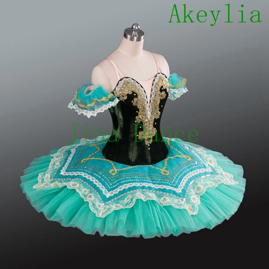 Velvet Green dark professional tutu girls ballet classical pancake tutu ballet costumes for competition adult female