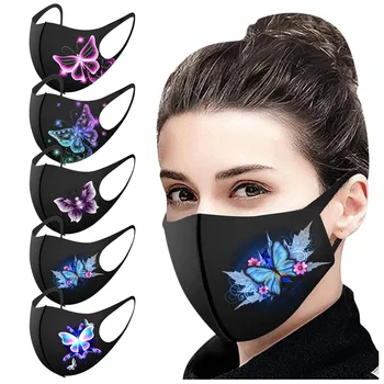 

5PC Adult's Prints Protection Face Mask Washable Earloop Mask Windproof Face Mask Protective Face Shield Reuseable Mouth Caps