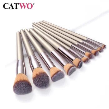 

Catwo 10 pcs Makeup Brush Set tools Multifunctional Foundation Eyeshadow Lip Make Up Brush Set Pincel de maqui Free Shipping