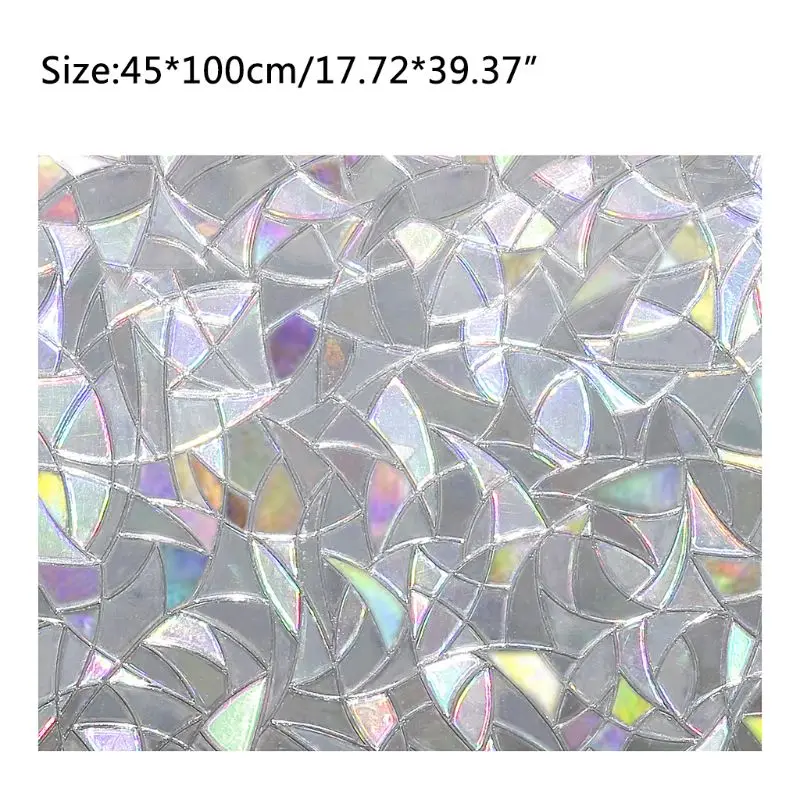 

3D Static Decorative Privacy Window Glass Film Sticker Stained Anti UV Self-adhesive Rainbow Stickers Home Decor 45x100cm