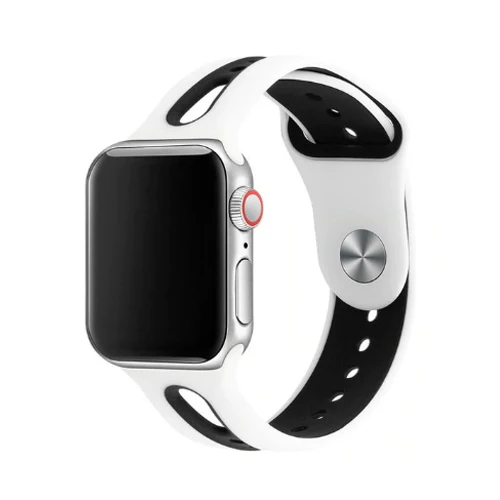 Спортивный ремешок для часов для apple watch 4 5 Группа 44 мм 40 мм apple watch, ремешок 42 мм, 38 мм, версия наручных часов iwatch серии 5/4/3/2/1 силиконовый ремешок для часов браслет - Цвет ремешка: white black