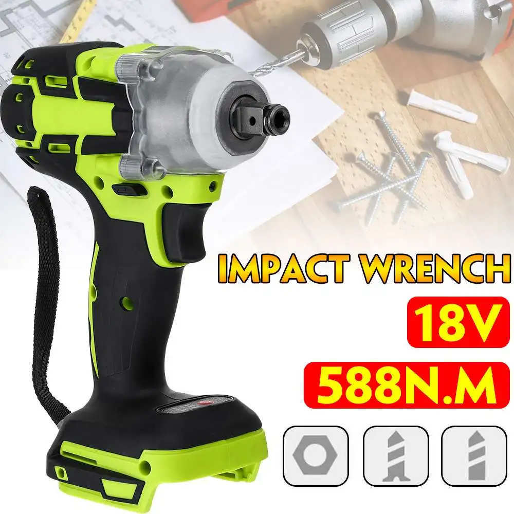 18V Electric Brushless Impact Wrench Cordless 1/2 Socket Wrench Power