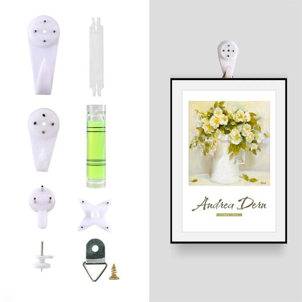 

White Plastic Painting Photo Frame Hard Wall Picture Hooks Heavy Frame Strong Nail Fixing Kit Nail Hook Mirror Hanging Hanger