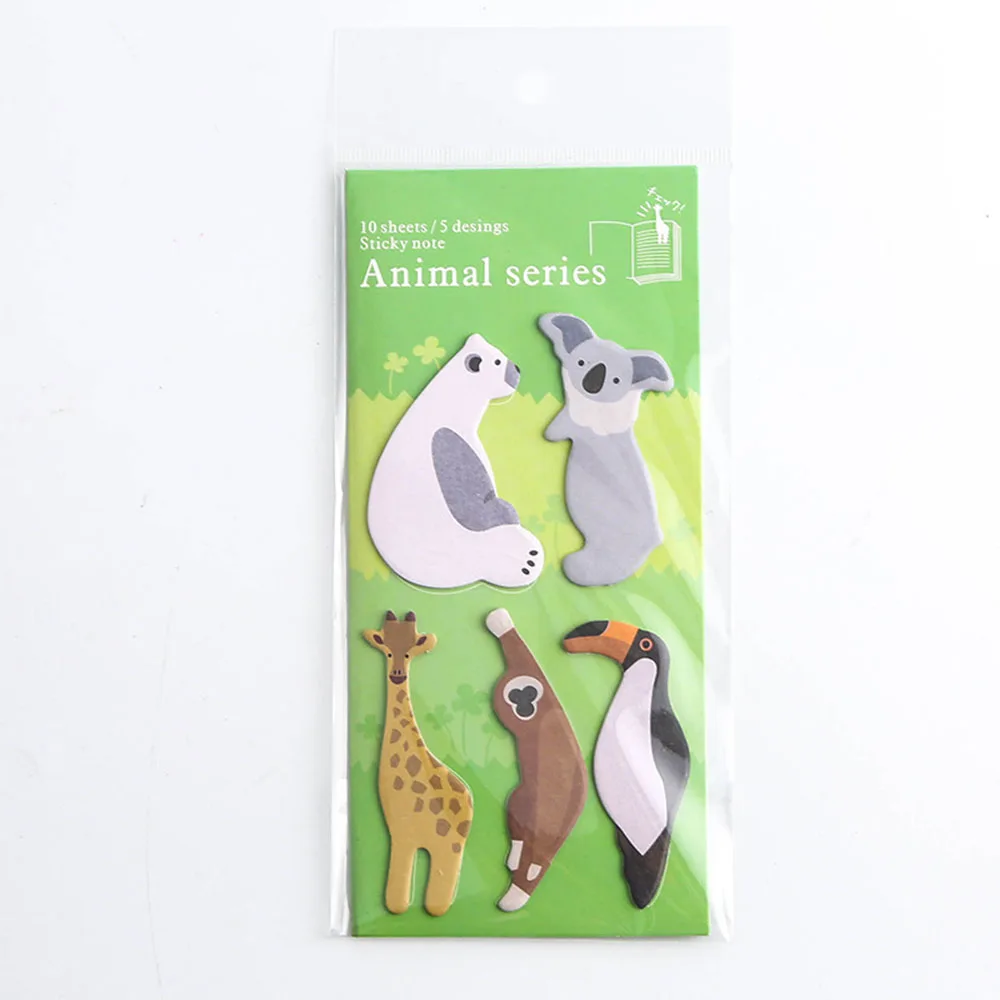 Kawaii Animal Dog Penguin Memo Pad N Times Sticky Notes Memo Notepad Cute Planner Stickers Bookmark Bullet Journal Stationery - Цвет: Светло-зеленый