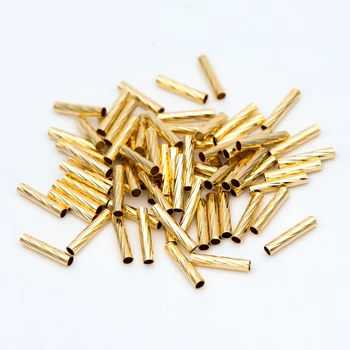 

50pcs Gold Straight Tube Beads 10x2mm, Real Gold plated Brass Tube Spacers (GB-896)