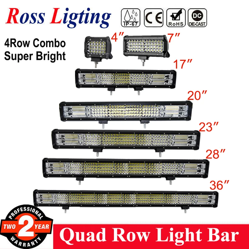 4Row 4-36 дюймов светодиодный рабочий светильник 20 дюймов светодиодный светильник для грузовика лодки внедорожный светильник ing 4WD 4x4 трактор ATV водительский светильник s 12V 24V