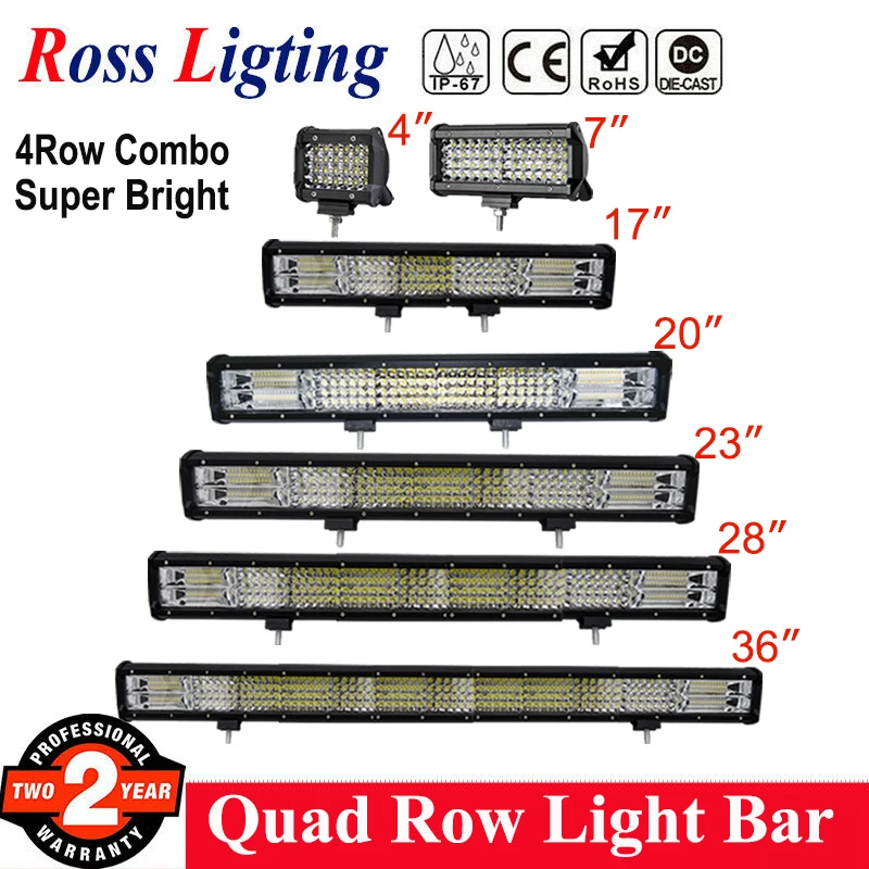 

4Row 4 - 36"Inch LED Work Light Bar 20inch LED Bar for Truck Boat Off Road Lighting 4WD 4x4 tractor ATV Driving Lights 12V 24V