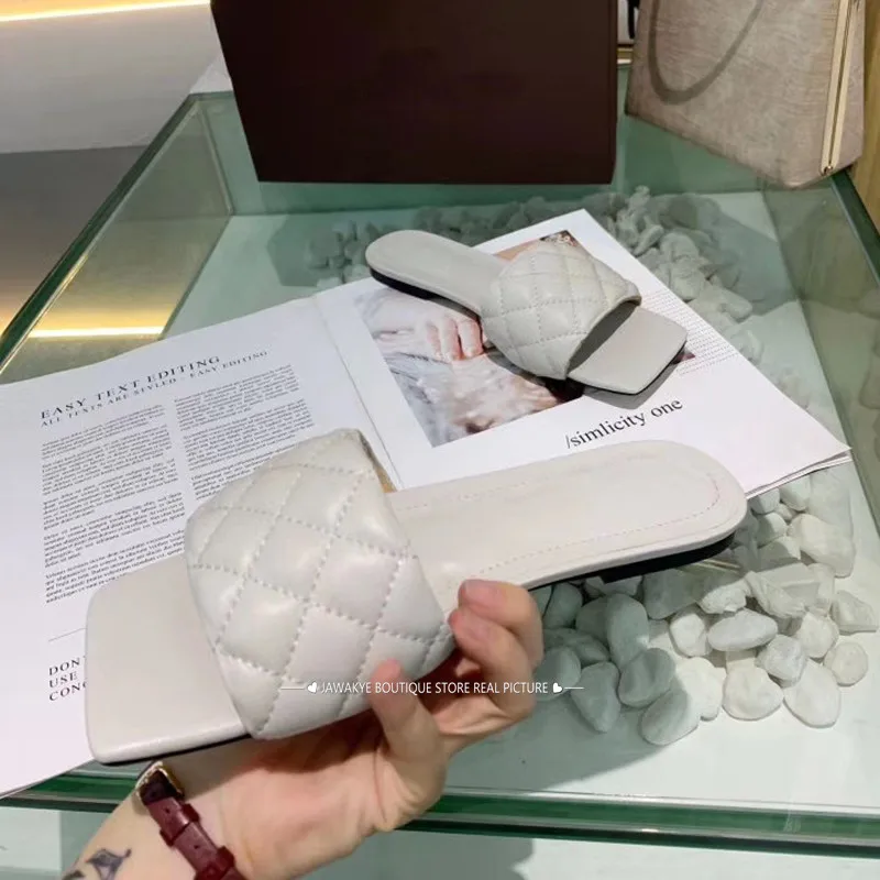 Lattice-flat-Slippers-Women-2020-Summer-Outdoors-Sandals-Women-Casual-Beach-Shoes-real-leather-Woman-flipflops