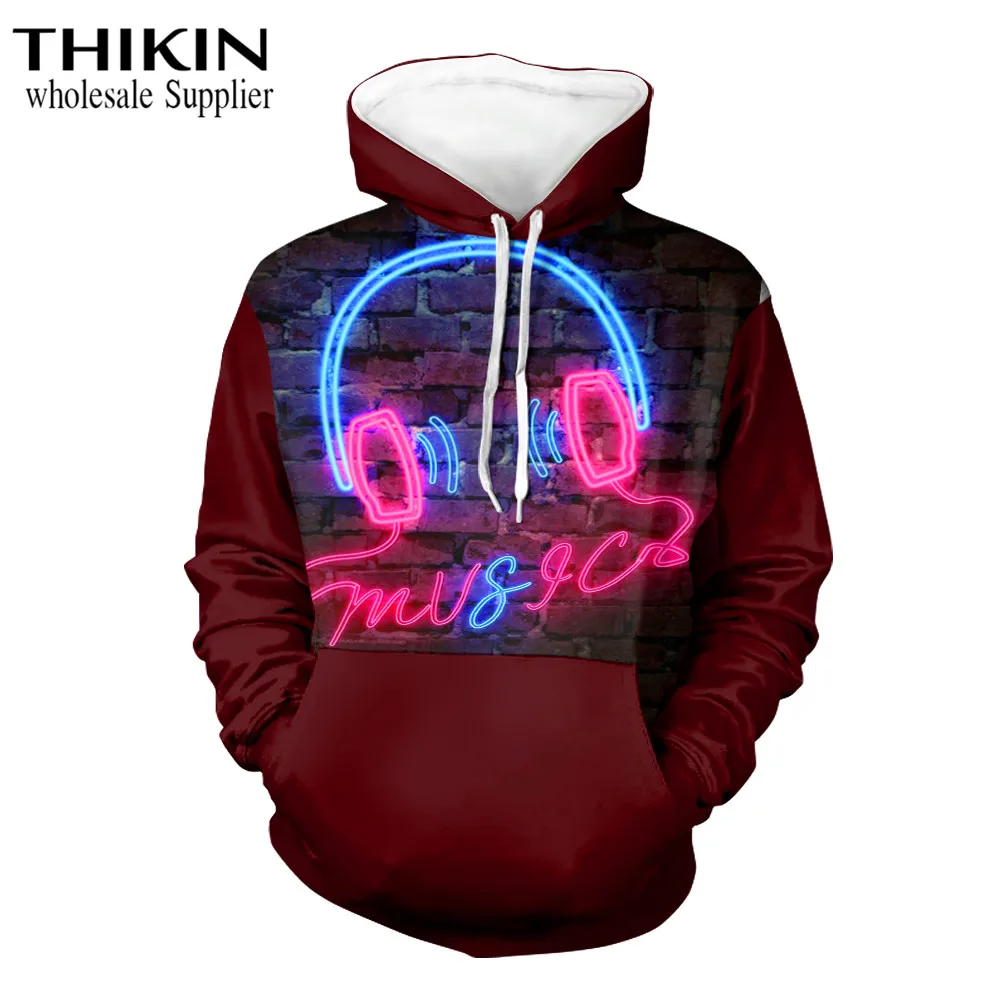 THIKIN Rock Music звездный узор 3D женские толстовки свитшоты цельная мужская одежда Новые пуловеры Топы уличная одежда размера плюс - Цвет: as picture