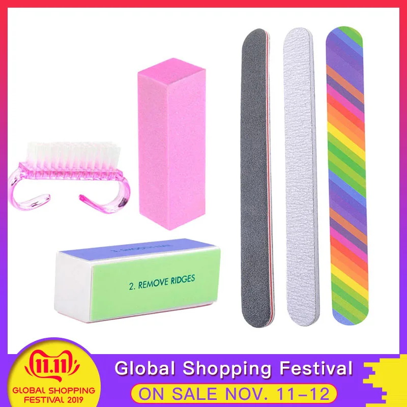 

6pcs/Set Nail Files Kit Brush Durable Buffing Grit Sand Fing UV Gel Polish Tools Nail Art Tool Accessories Sanding File Tools