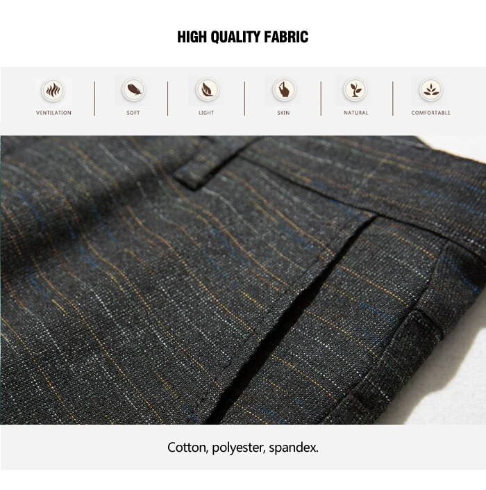 Новые мужские эластичные клетчатые брюки бизнес мода Slim Fit повседневные брюки мужские Брендовые брюки