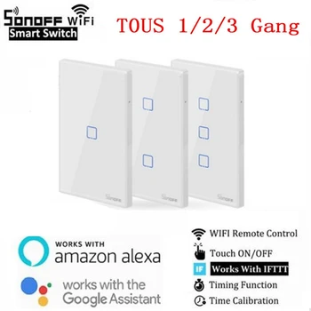 

SONOFF T0US TX Wifi Smart Wall Light Timer Switch 1/2/3 Gang Support Voice/APP/Touch Control Works For Google Home IFTTT