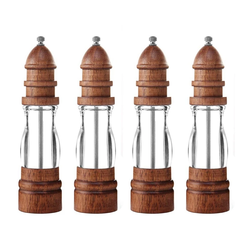

Antique Pepper Salt Mill Grinder Solid Wood and Acrylic Bottle Hand Ceramic Grinding Mechanism Spice Pepper Kitchen BBQ Mills
