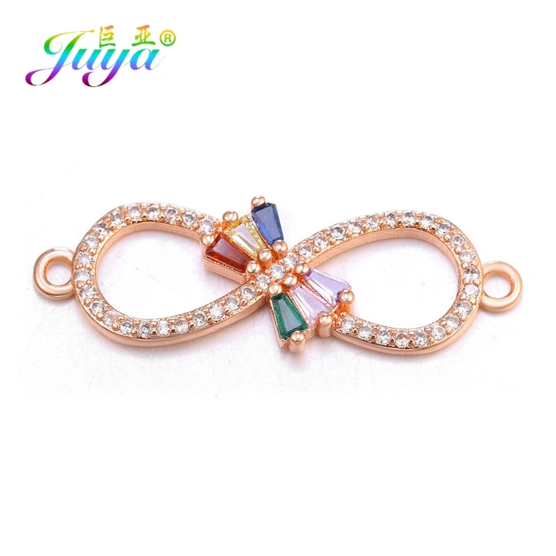 Rose Gold Juya DIY аксессуары для ювелирных изделий Rhombus Бесконечность Крест Шарм Разъемы для ручной работы браслет ожерелье серьги изготовление - Цвет: Rose Gold