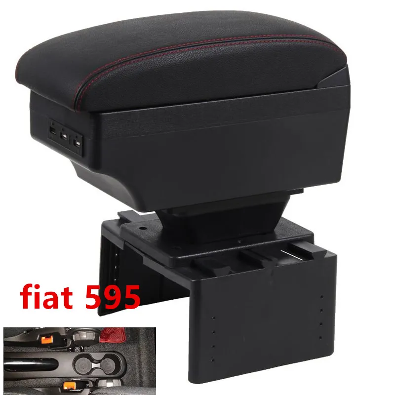 Для fiat 595 подлокотник коробка двойной usb