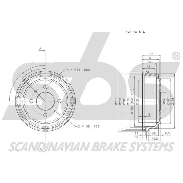 Барабан тормозной Mitsubishi Colt/Lancer 1.3-1.8 92-03 sbs 18252