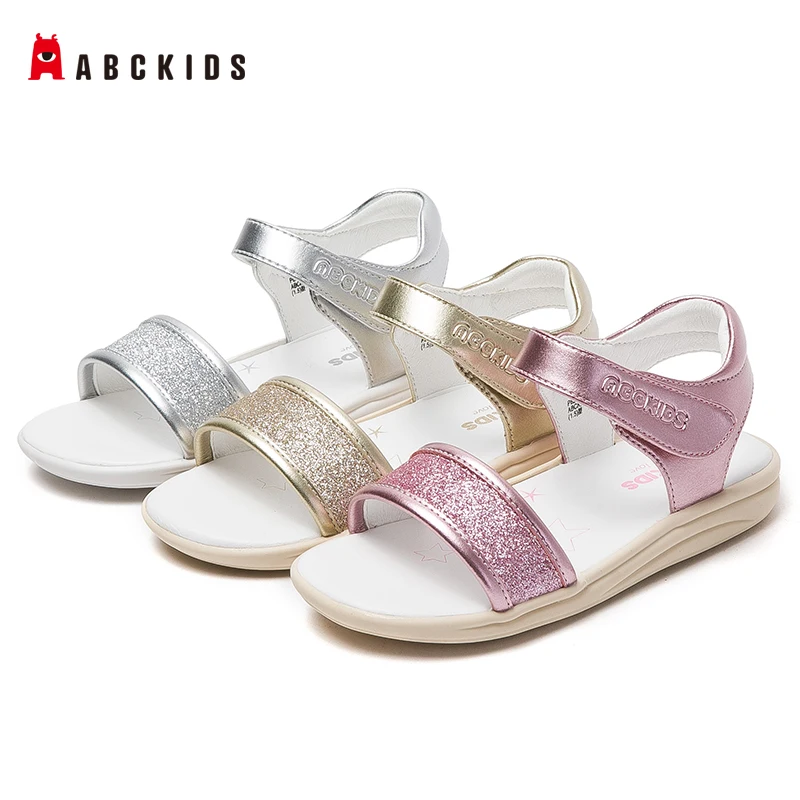 

ABCkids Girls Sandals Gladiator Sequins Sweet Soft Children's Beach Shoes Kids Summer Floral Sandals Princess Fashion Cute High