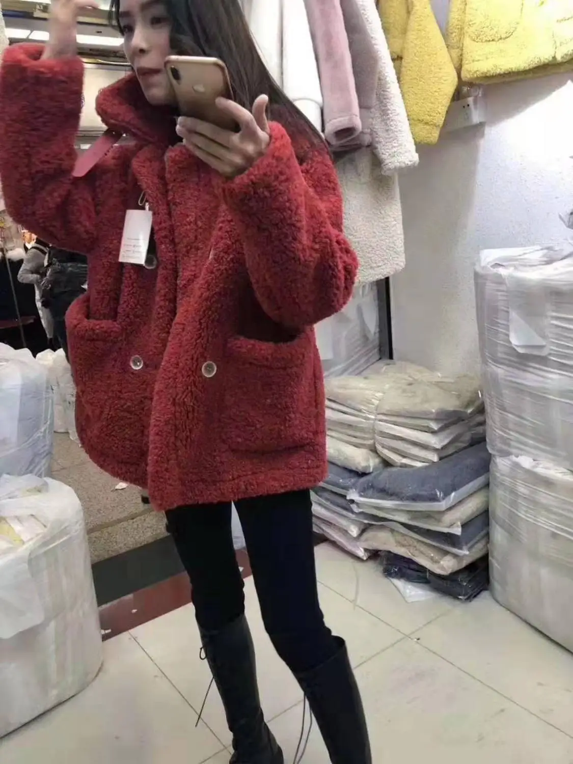 Джинсовая куртка для женщин xintiand пальто и куртки для женщин abrigos mujer invierno shein уличная - Цвет: Красный