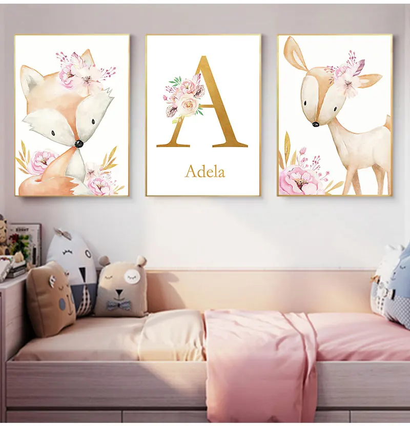 Baby Girl Nursery Painting Wall Canvas Pink Nursery Baby Girl Canvas
