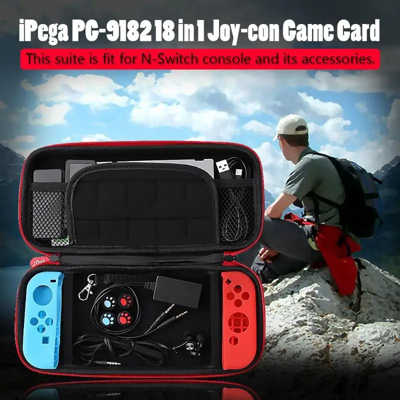 IPega PG-9182 18 в 1 Joy-con игровая сумка для визитных карточек, пригодная для Nintendo Switch N-Switch Консоль 2 в 1 аудио адаптер подходит для N-Swit