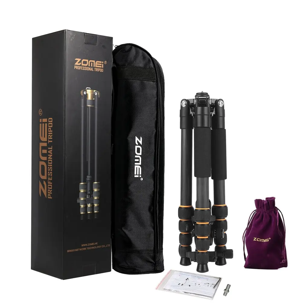 

Professional ZOMEI Q666C Tripod Portable Travel Carbon Fiber Tripod Monopod Plastic Ball Head For DSLR SLR Digital Camera