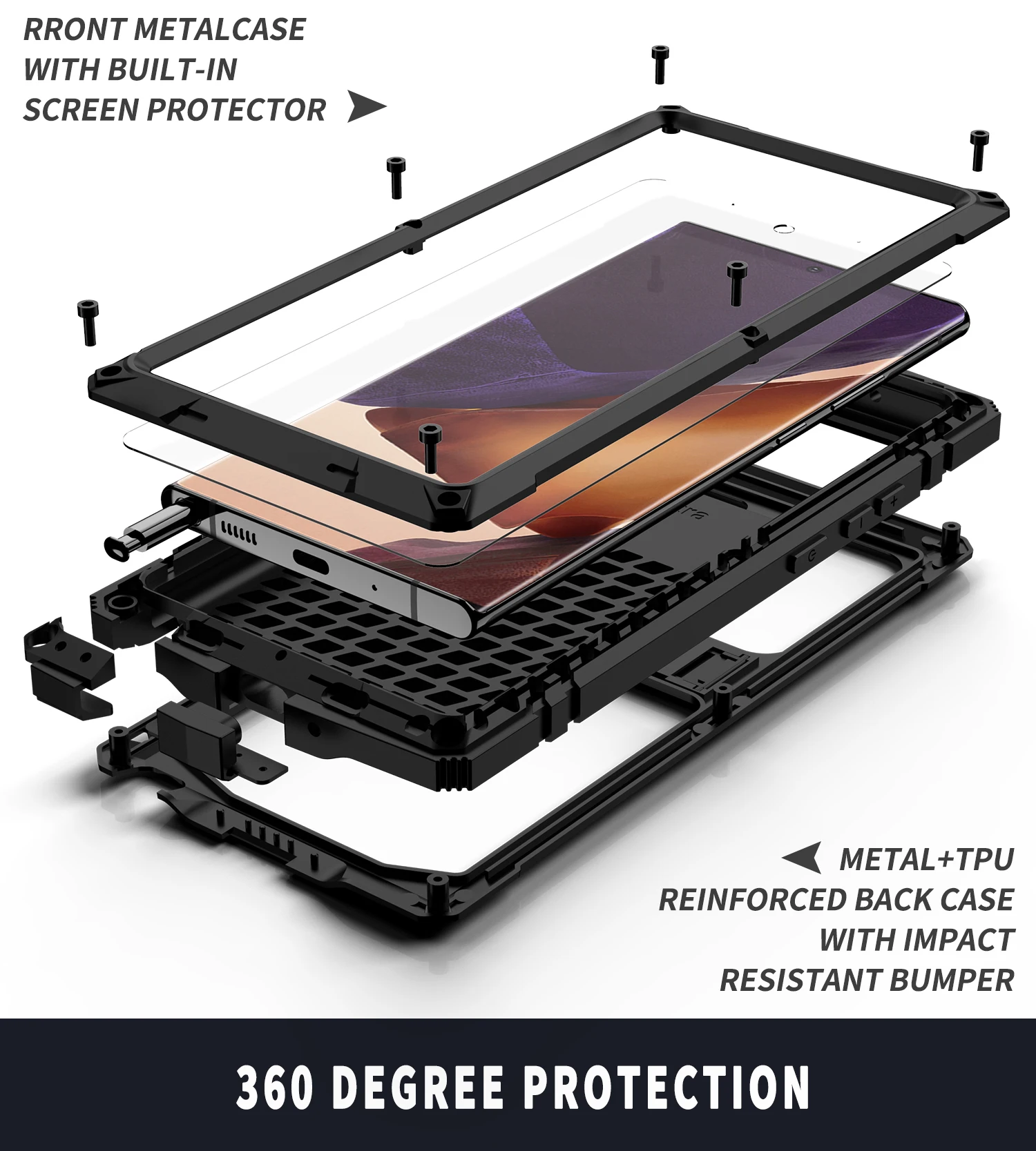 With Bracket+Full Protective For Samsung S21 Plus Ultra A52 A72 Note 20 Ultra 5G Case Kickstand Dual Layer Protective Shockproof 2