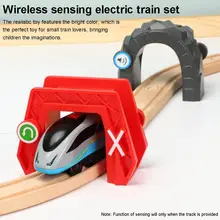 Juego de tren de madera para niños, Set de tren de madera de alta calidad con batería de juguete, compatible con pista de madera