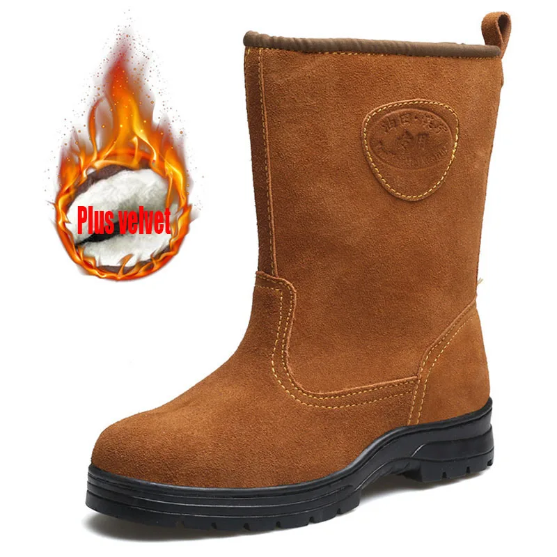 Tanie Buty Oilfield mężczyźni stalowe noski na palce u stóp przeciwzmarszczkowe anty przekłuwające buty ochronne przeciw poparzeniom buty spawalnicze zimowe ciepłe buty do pracy