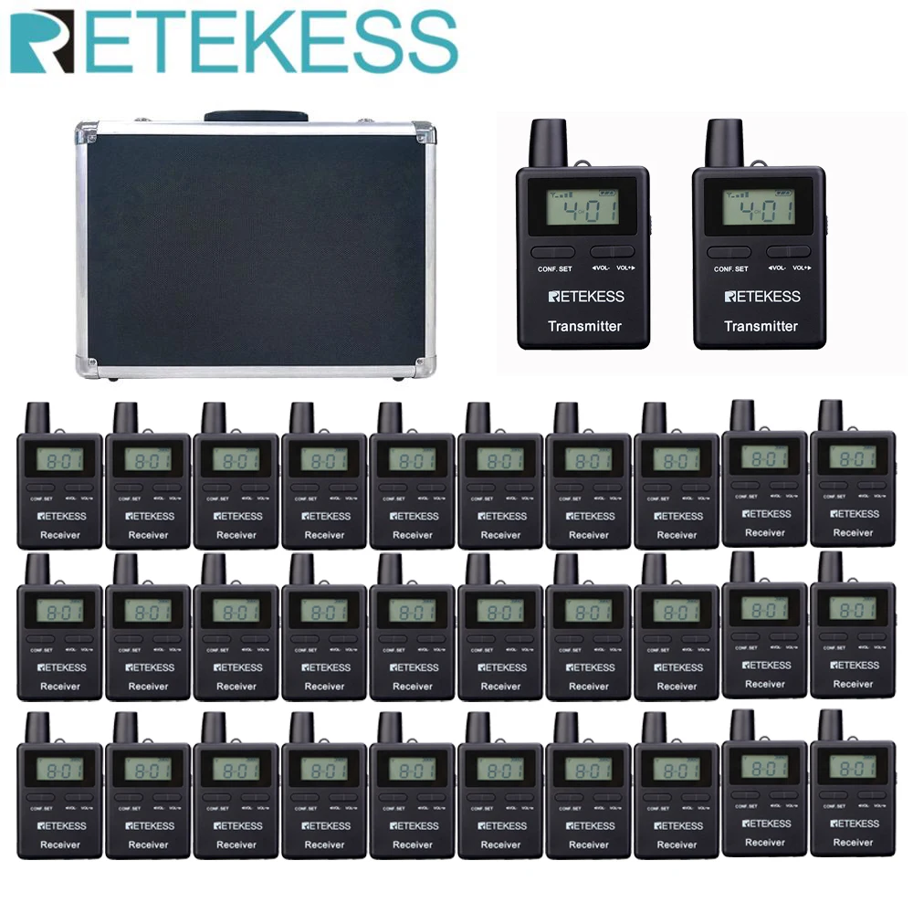 Retekess 2 шт TT109 передатчик и 30 приемники + зарядный чехол система гида для церкви