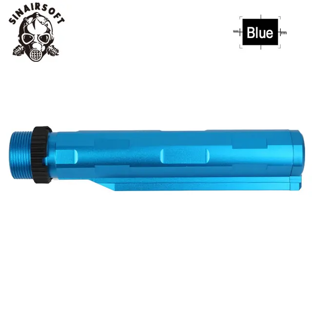 High Quality SI Style Lightweight Aluminium Stock Adapter Black Barrel Pipe for AEG M4 M16 Hunting Paintball Accessories BLUE