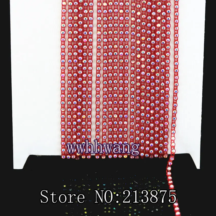 05 red 1 ярд, SS6, 2 мм, класс B, прозрачные AB, стеклянные кристаллы, стразы, окантовка, 15 цветов, отделка пластиковая цепочка, нижняя часть свадебных платьев - Цвет: 05 red