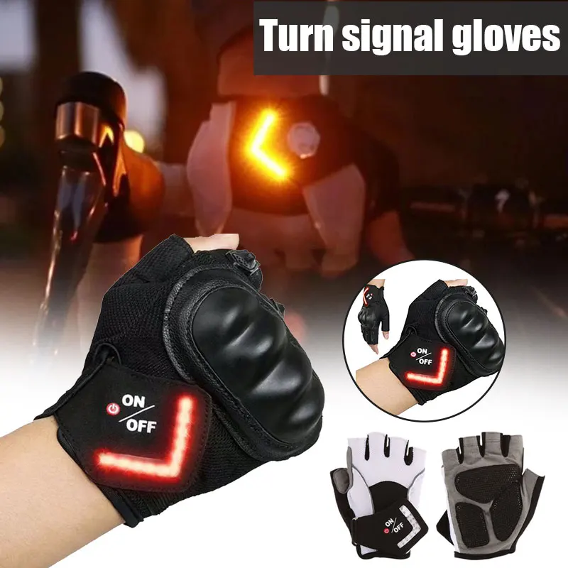 Intelligent Led Turn Signal Warning Light Outdoor Riding Gloves Men