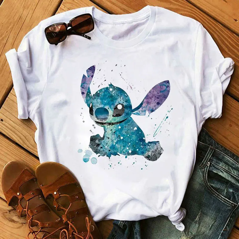 Женские футболки Lilo Stitch Harajuku Kawaii, модная футболка с милым мультяшным принтом, Женские повседневные топы, футболки, одежда для женщин - Цвет: WT0160