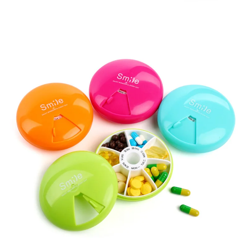 

7 Days Weekly Pill Case Medicine Storage Tablet Pills Organizer Case Splitters Storage Dispenser Travelbox With Clip Lids