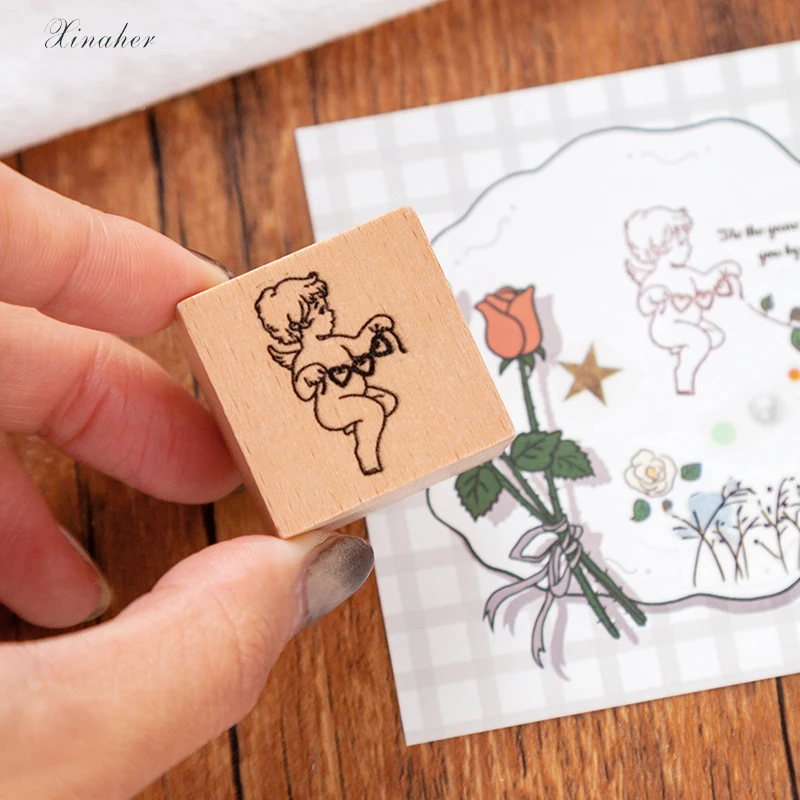 XINAHER винтажные маленькие девочки Ангел цветы штамп DIY деревянные и резиновые штампы для скрапбукинга канцелярские товары Скрапбукинг Стандартный штамп